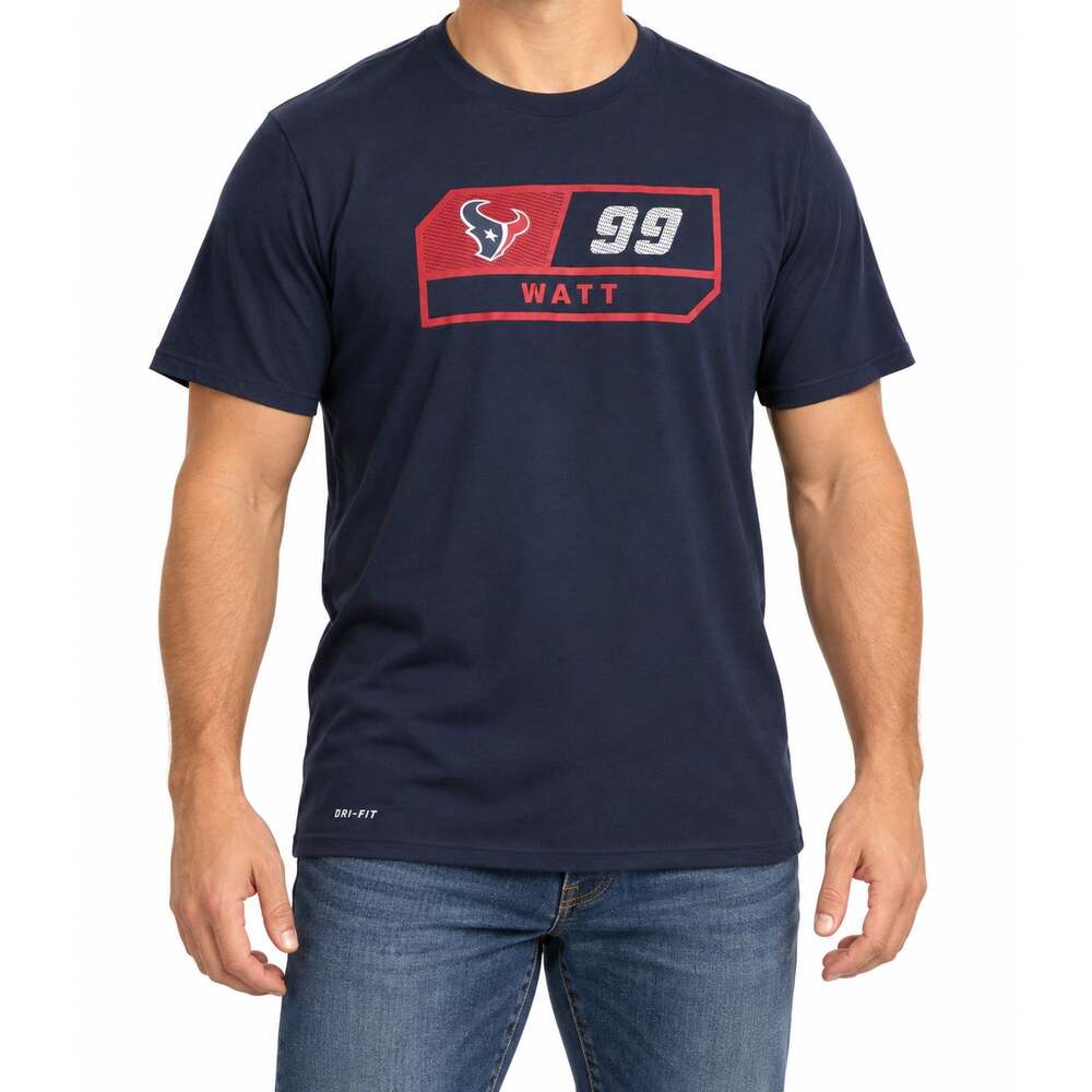 Nike Houston Texans JJ Watt 99 Shirt Mens Large Blue Dri-Fit NFL Team Apparel